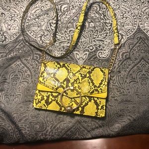 Yellow Snake Skin Print Purse